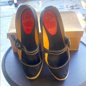 Christian Louboutin Black Mallorca Shoes, Size 37